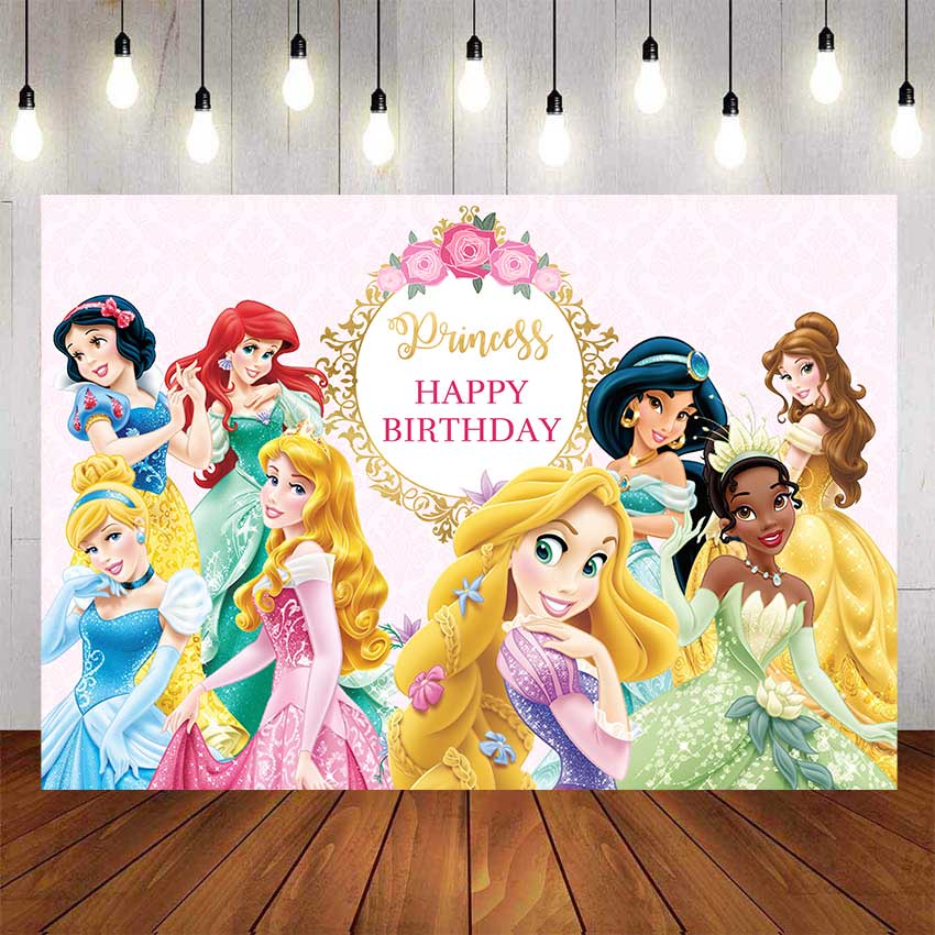 Disney Princesses Backdrop For Photography Baby Shower Kids Birthday ...