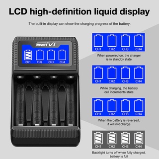 4 Slot Smart Battery Charger with LCD Display USB Input Portable Intelligent Charger for NiMH Rechargeable Batteries