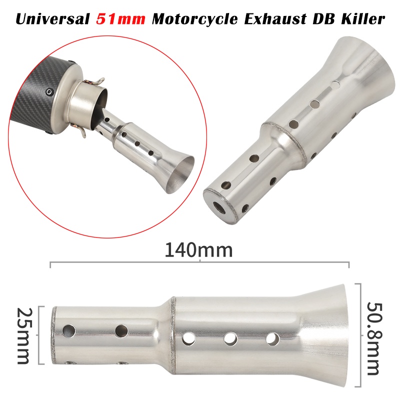 51MM Stainless Steel for Motorcycle Universal Motorbike Muffler Exhaust Pipe Removable Silencer Exhaust Baffle Muffler Collector Insert Noise Sound Eliminator 2 PCS 