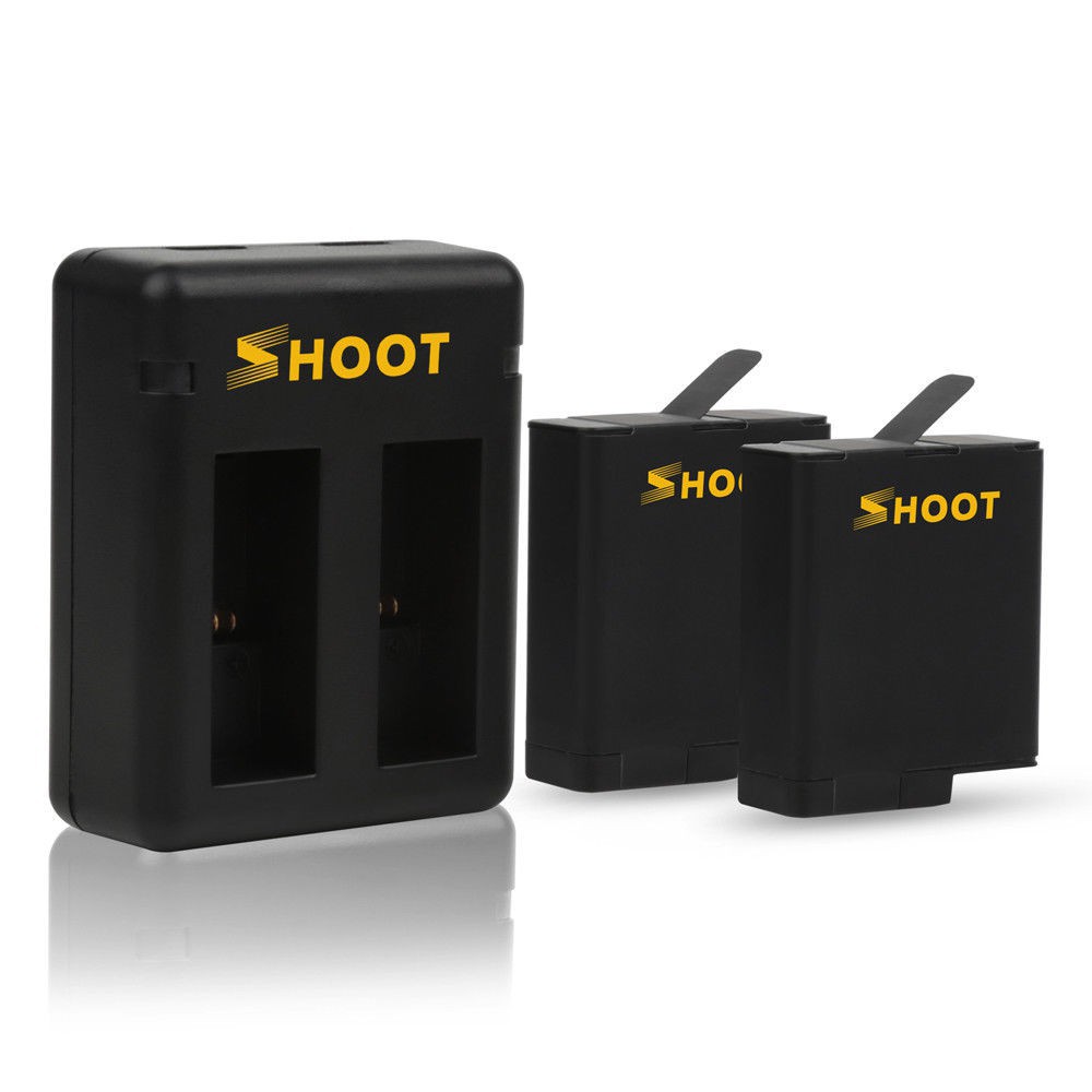 2 Pack Batteries And Dual Charger For Gopro Hero 6 Hero 5 Black