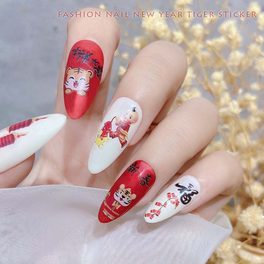 LYNDON Lovely New Year Nail Art Ornaments Chinese DIY Nail Art Decoration| Nail Art Stickers Decal Lantern Cute|Pattern Chinese Knot 2022 New Year  Manicure Accessories | Shopee Singapore