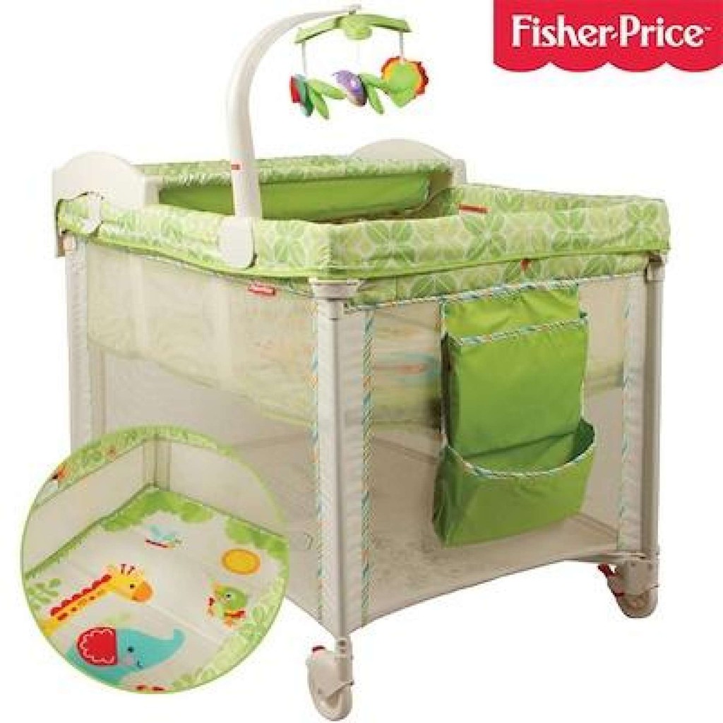 Fisher Price Deluxe 3 In 1 Travel Cot Playpen Rainforest Colour