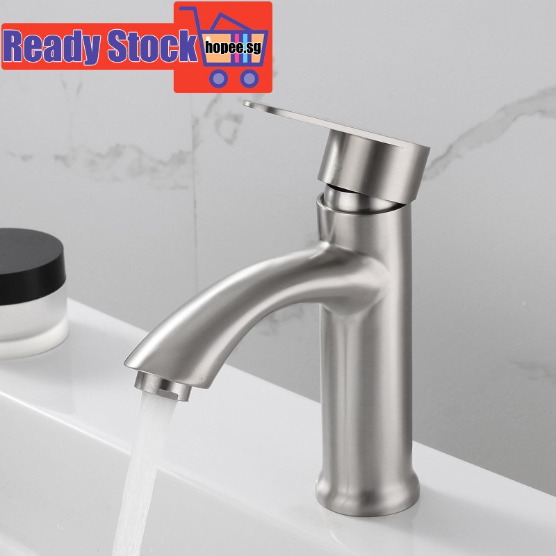 Single Cold Water Tap Bathroom Basin Sink Stainless Steel 304 Faucet Ceramic Valve Core Ee Singapore - Good Bathroom Sink Taps
