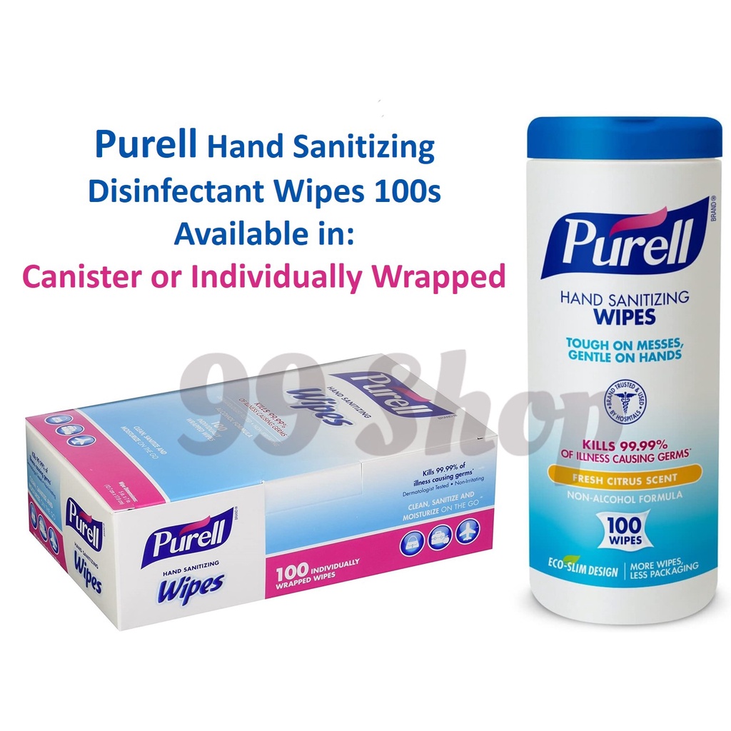 Purell Hand Sanitizing Disinfectant Wipes 100s (Canister or Individually Wrapped in Box) 1