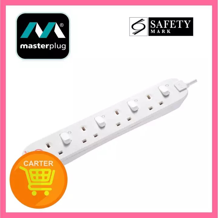 Masterplug Individually Switched Surge Protected Extension Lead 4 Socket Shopee Singapore