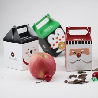4 Styles Merry Christmas Candy Apple Box/ Santa Claus Snowman Printed Cookie Wrap Box/ Xmas Eve Gift Packaging Container #1