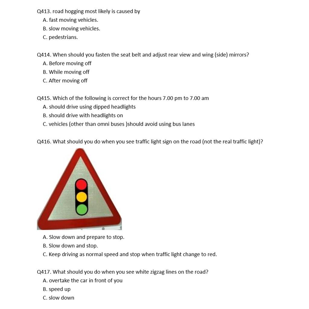 Btt Basic Theory Test Driving Theory Practice Questions Answers Shopee Singapore
