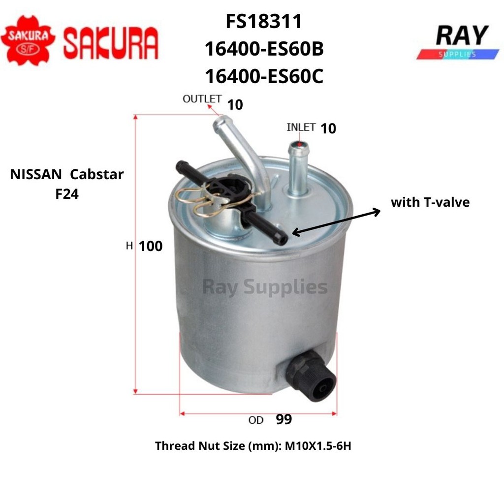 SAKURA DIESEL FUEL FILTER FOR NISSAN CABSTAR F24 FS18311 16400ES60C