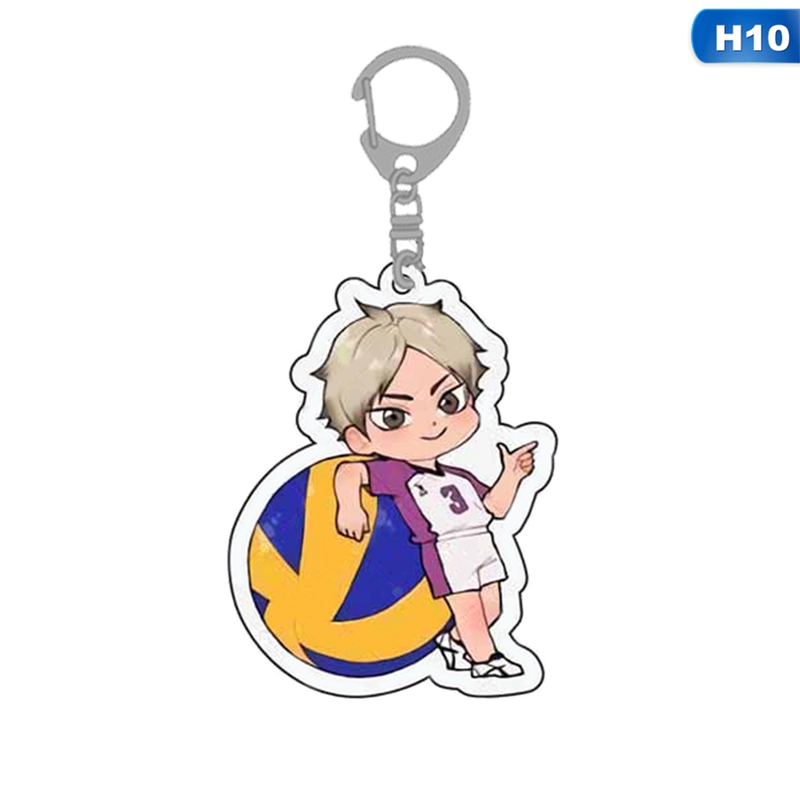 Apehuyuan Anime Haikyuu Carabiner Key Chain with 3 Acrylic Figure Pendant Key Ring Anime Accessories for Fans 