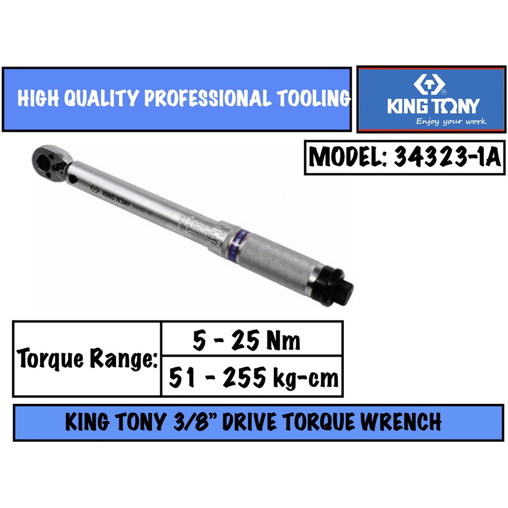 King Tony 3/8inch Sq Dr 525Nm Torque Wrench with Factory Calibration