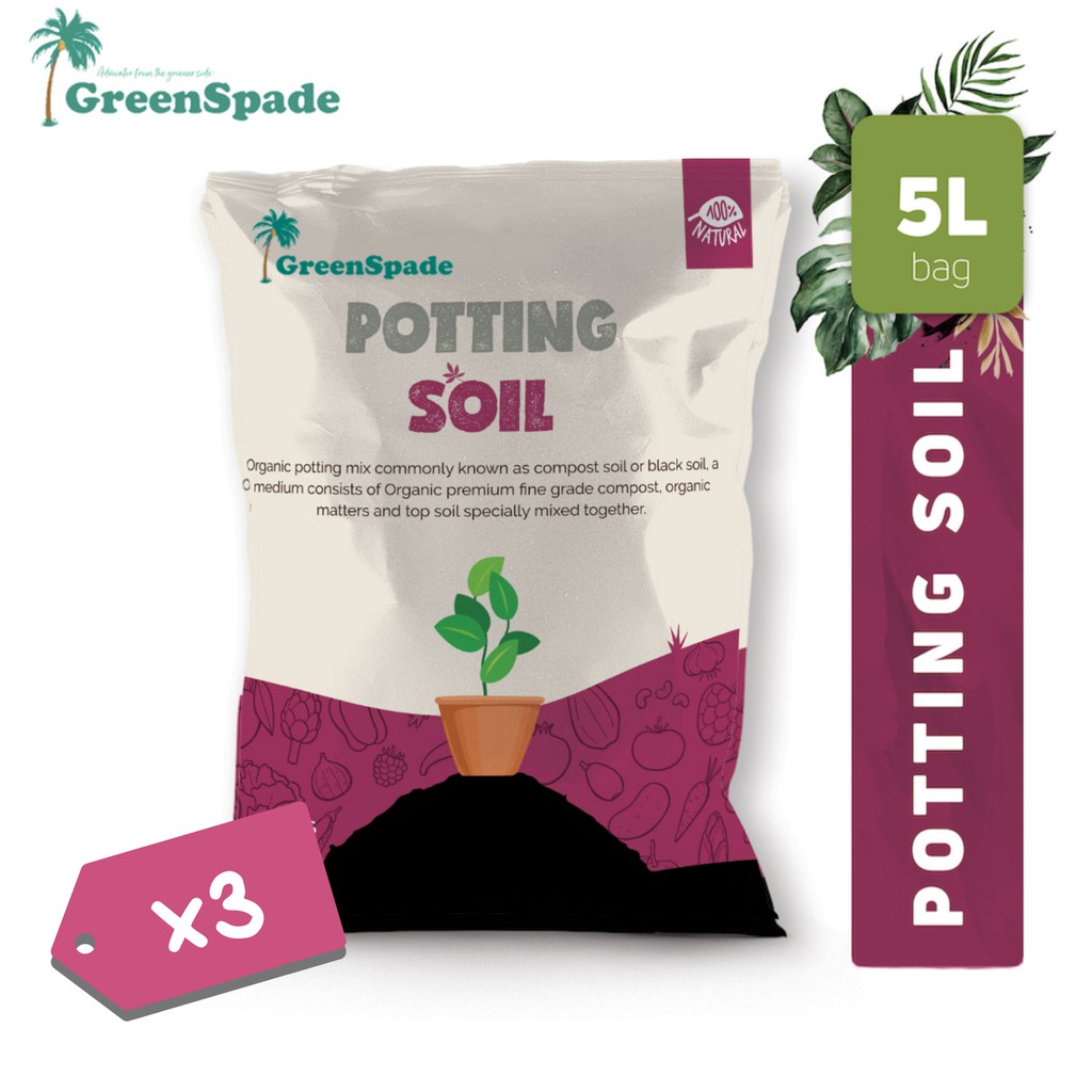 [BUNDLE] GreenSpade ORGANIC POTTING SOIL 5L x 3 (Approx 3kg each pack ...