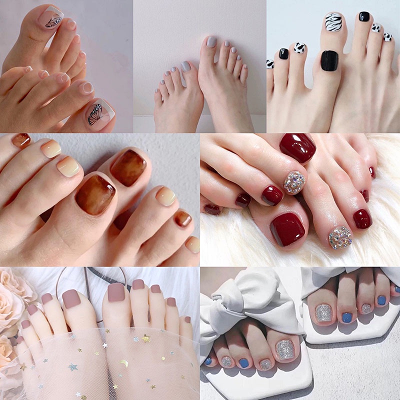 With Glue】24Pcs/Set Fake Nails Set With Glue Fashion New Matte Matte Dark  Skin Tone Wearable Toe Nail Art Fake Nails with Design | Shopee Singapore