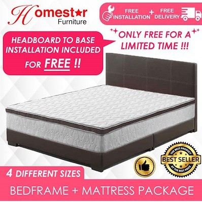 Queen Mattress Bedframe Package Set, Bed Frame And Mattress Promotion Singapore