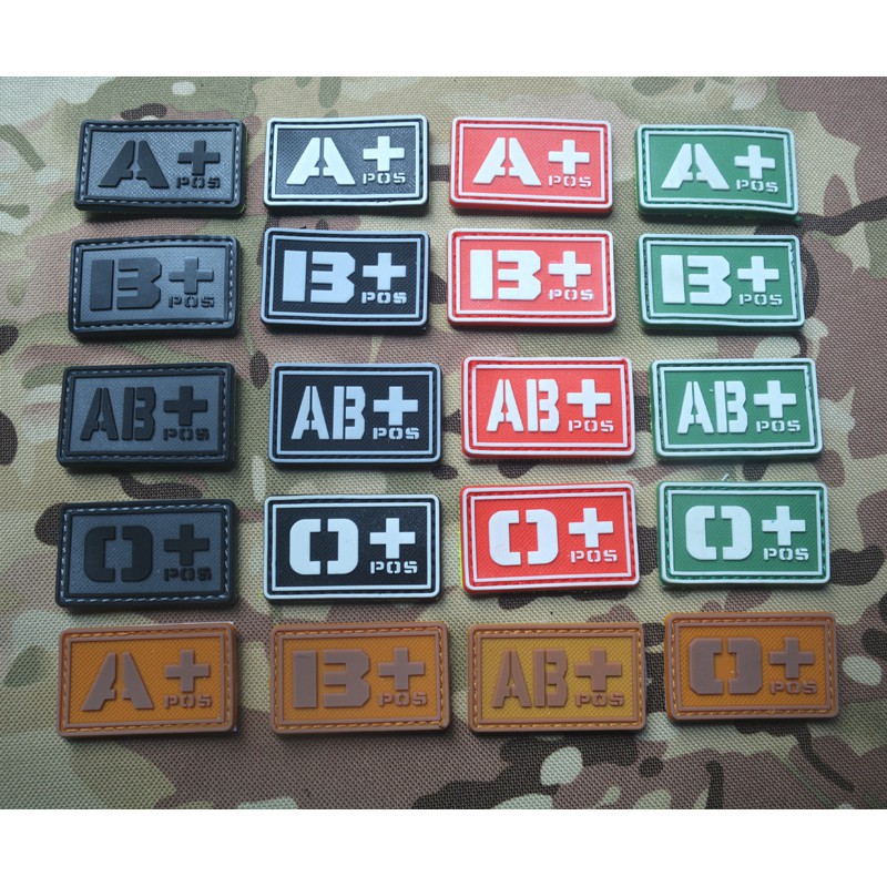 3D PVC A+ B+ AB+ O+ Positive Type Group Patch Tactical Morale Patches ...