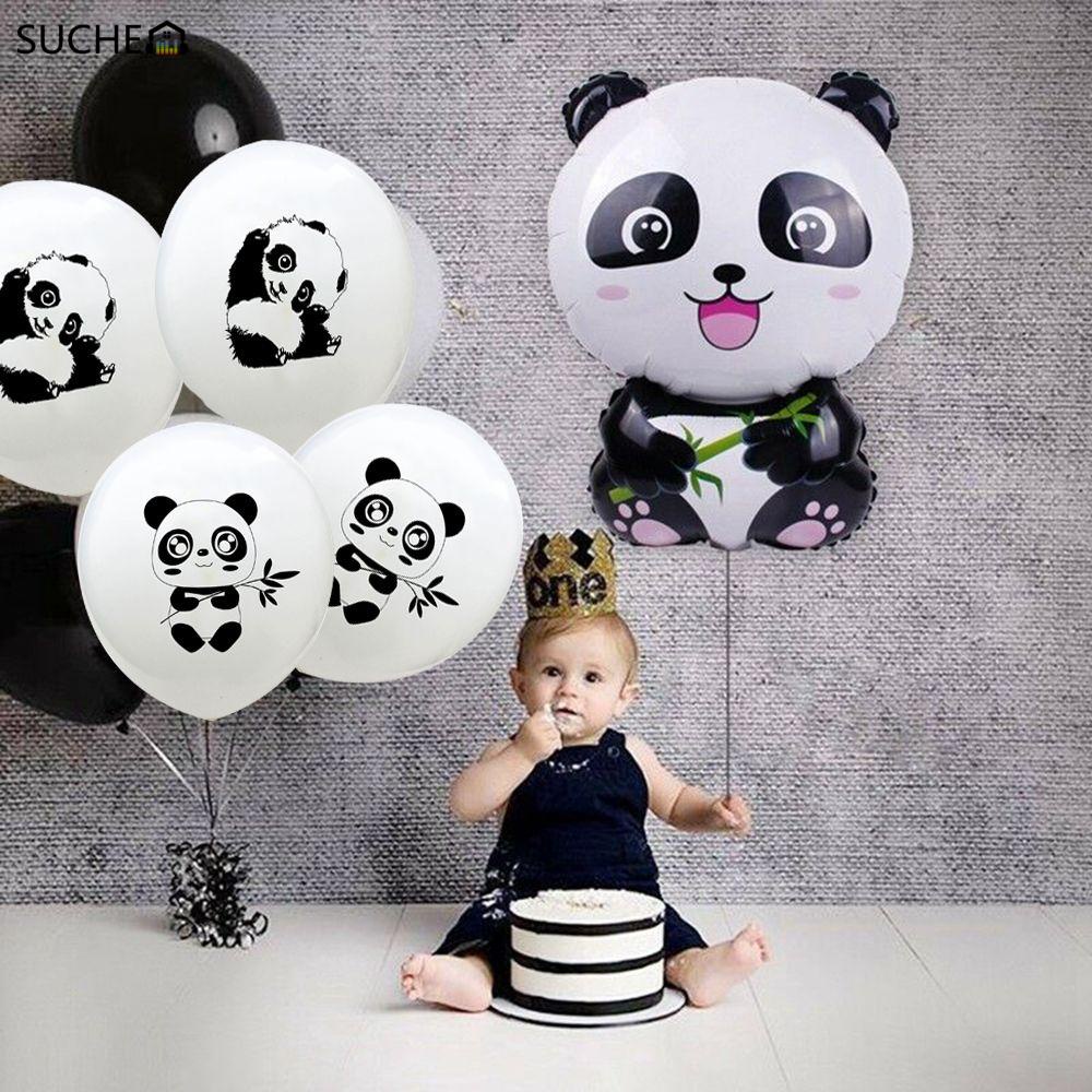 SUCHEN DIY Gifts Foil Balloons Cartoon Animal Birthday Party Banner Inflatable Toy New Kids Favors Baby Shower Cake Topper Panda Theme
