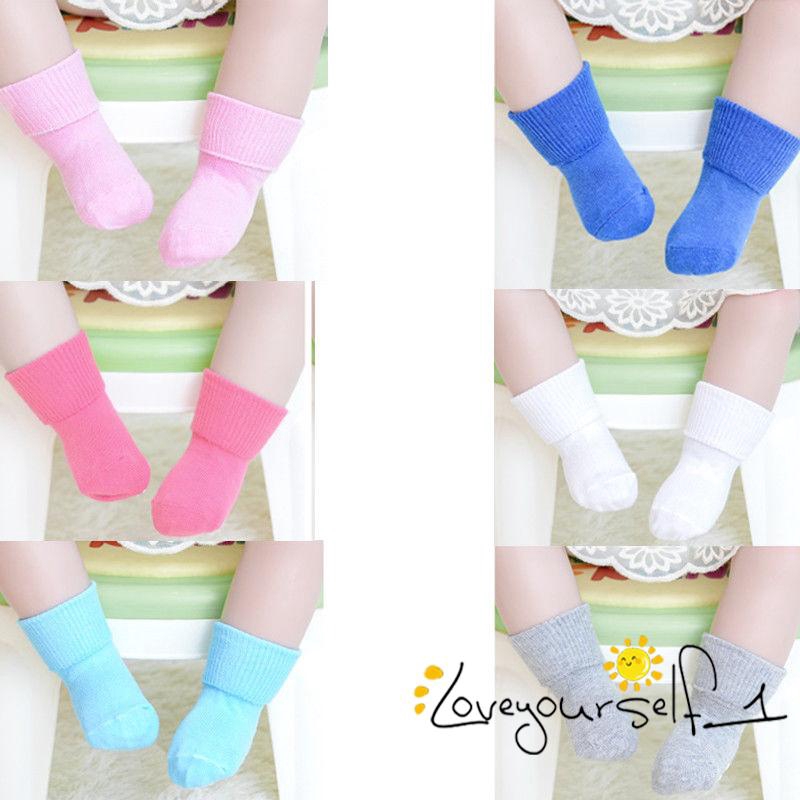loveyourself1-Newborn Baby Boy Girl Socks Soft Cotton Non-slip Bottom Loose Mouth Socks 0~6Y