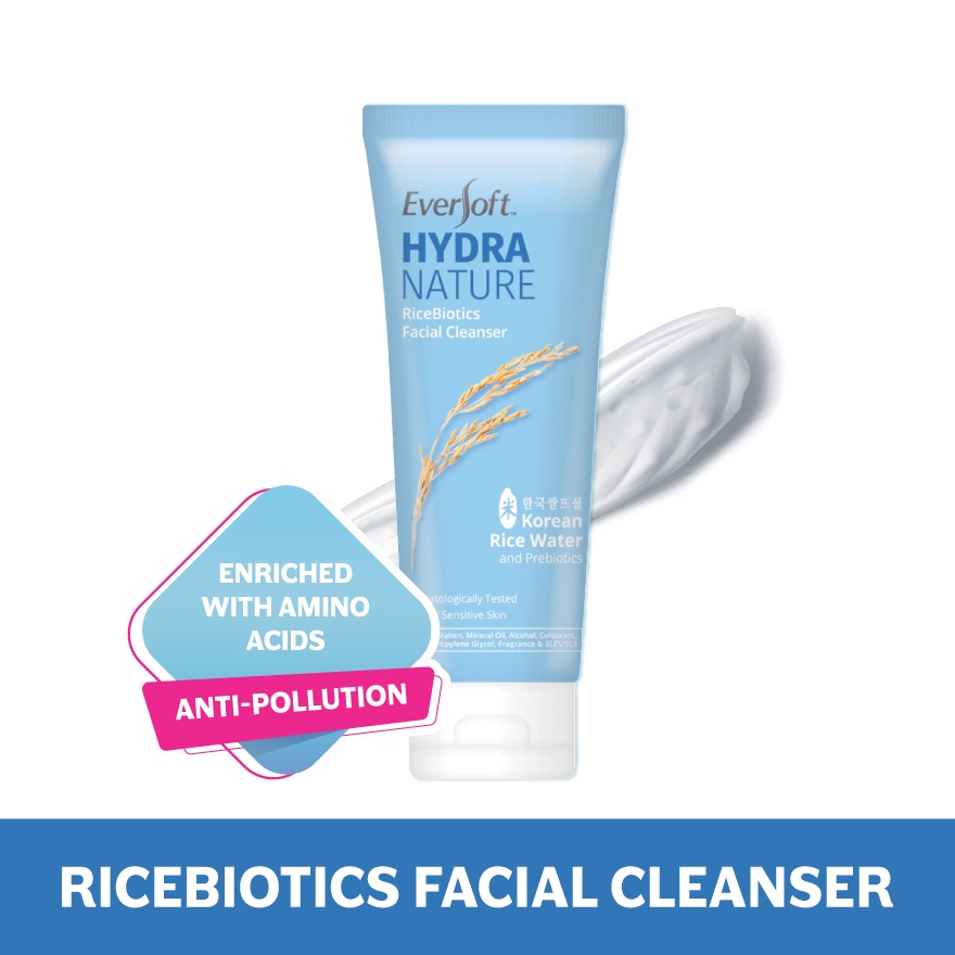 EVERSOFT Hydra Nature Ricebiotics Facial Cleanser 100g | Shopee Singapore