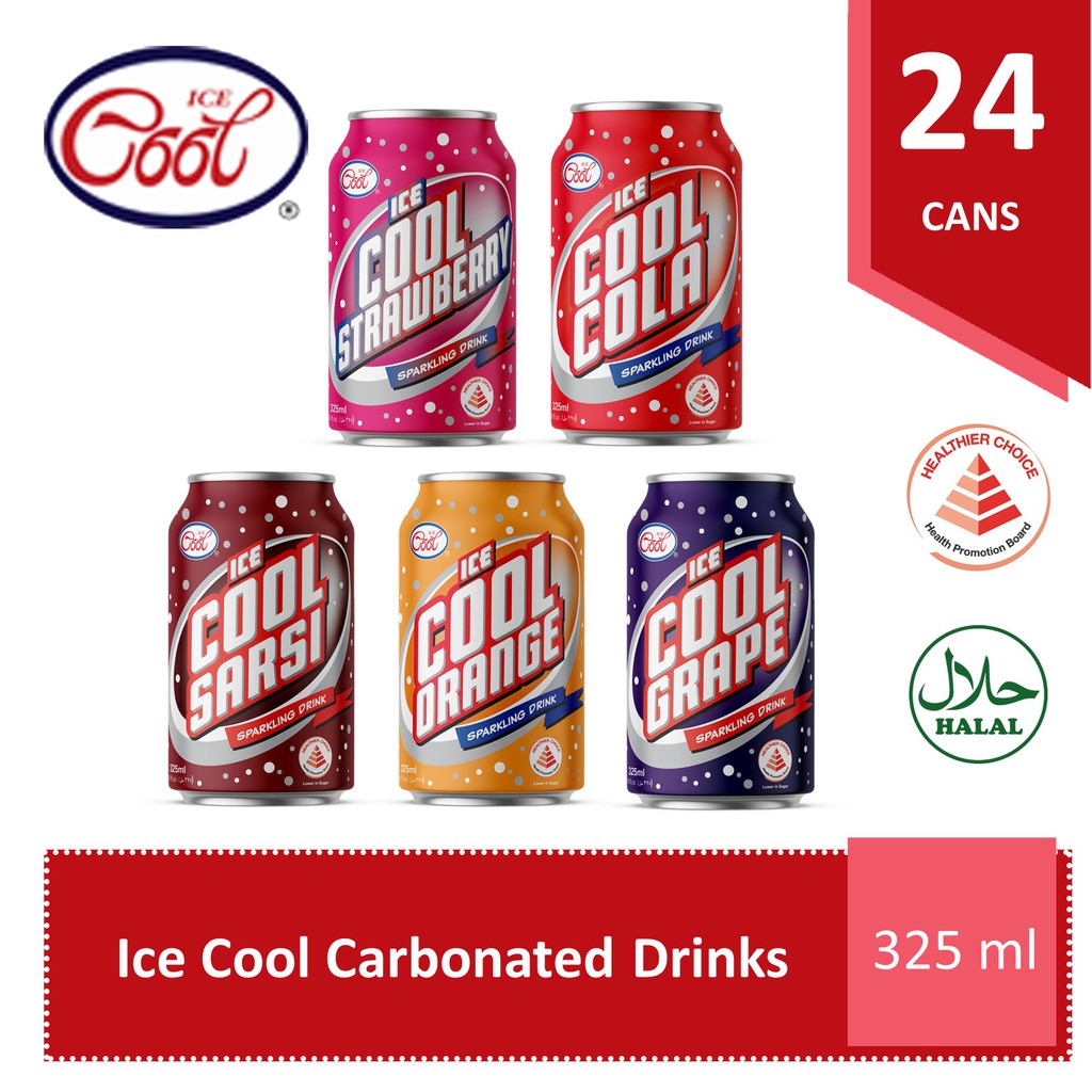 [Carton Deal] Ice Cool Carbonated Drinks 325ml x 24 Cans Cola, Sarsi