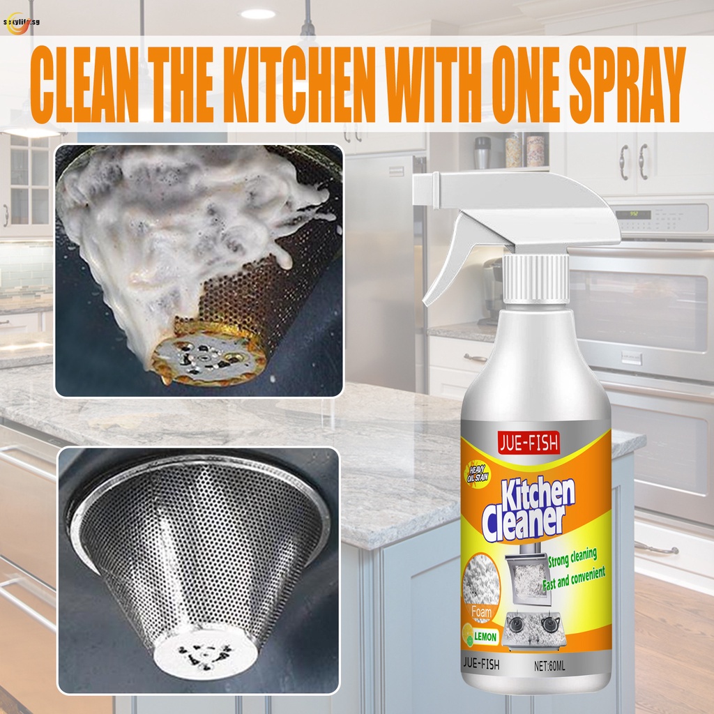 Kitchen Degreaser Foam Cleaner Spray Powerful Stain Grease Remover for