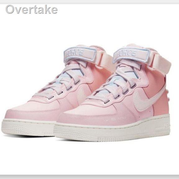 pink and white high top air force ones