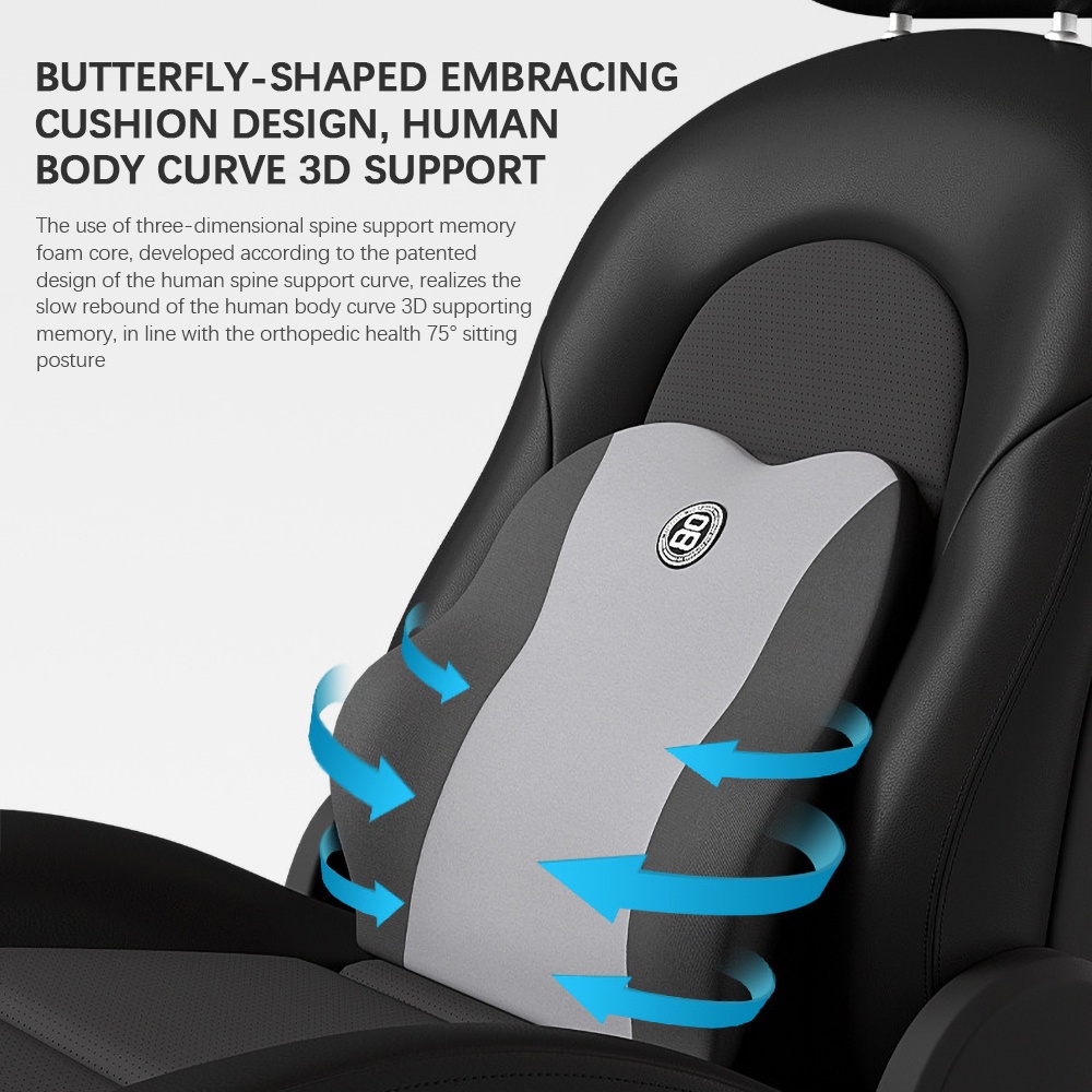 Car Lumbar Support, Car/Office Chair Support Pillow-Quick Rebound Memory Foam Cushion Relax Relieve Fatigue When Driving And Office Work