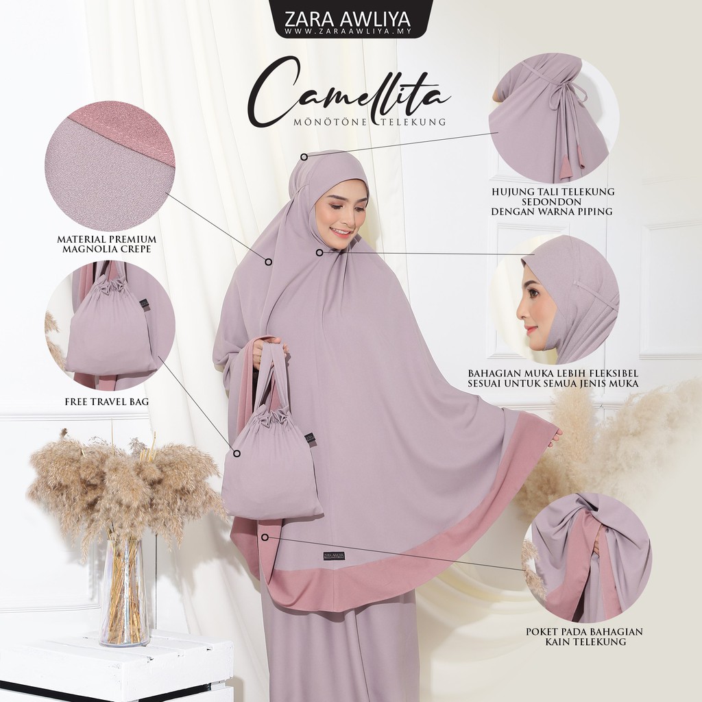 Zara Awliya Telekung Camellita Shopee Singapore