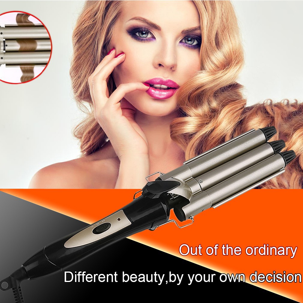 Hair Curling Iron Ceramic Triple Barrel Hair Waver Wand Tong Hair