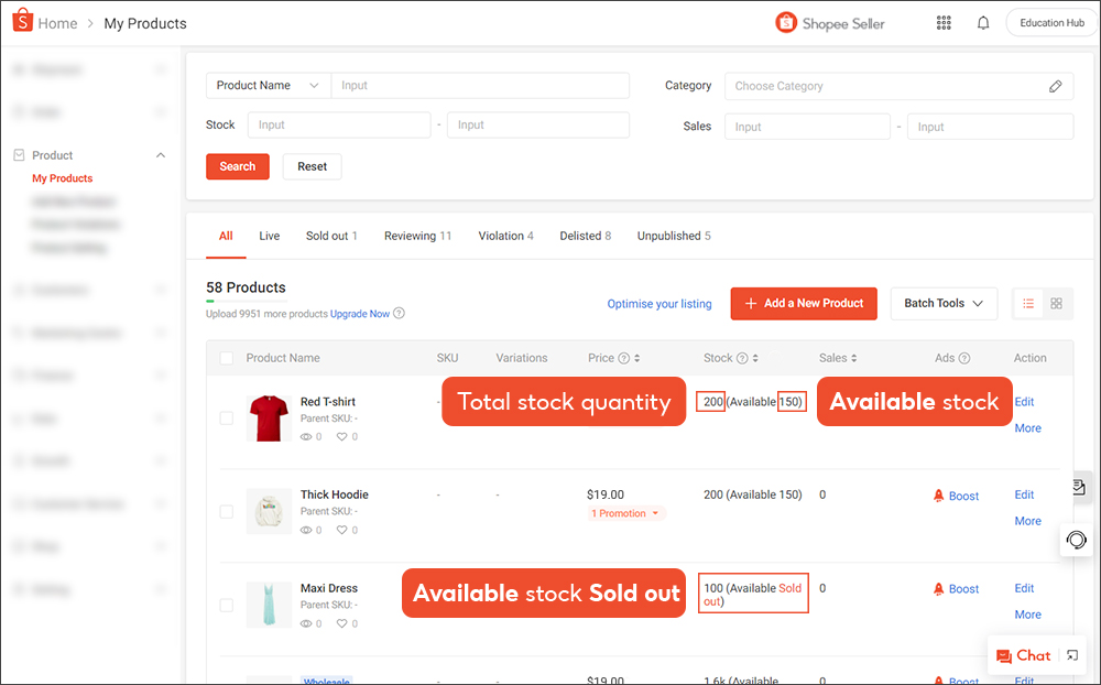 Viewing reserved stock | PH Seller Education [Shopee]