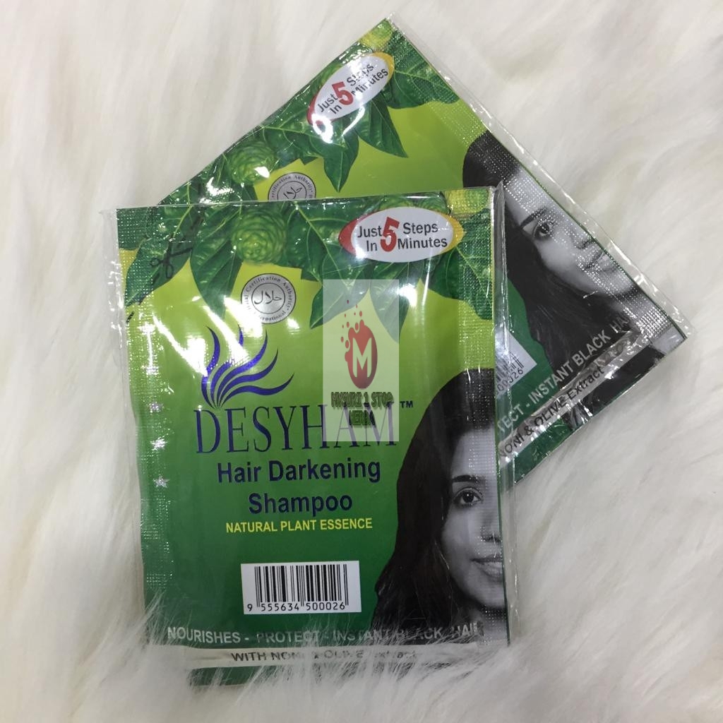 1 Packet Desyham Hair Darkening Shampoo With Free Conditioner