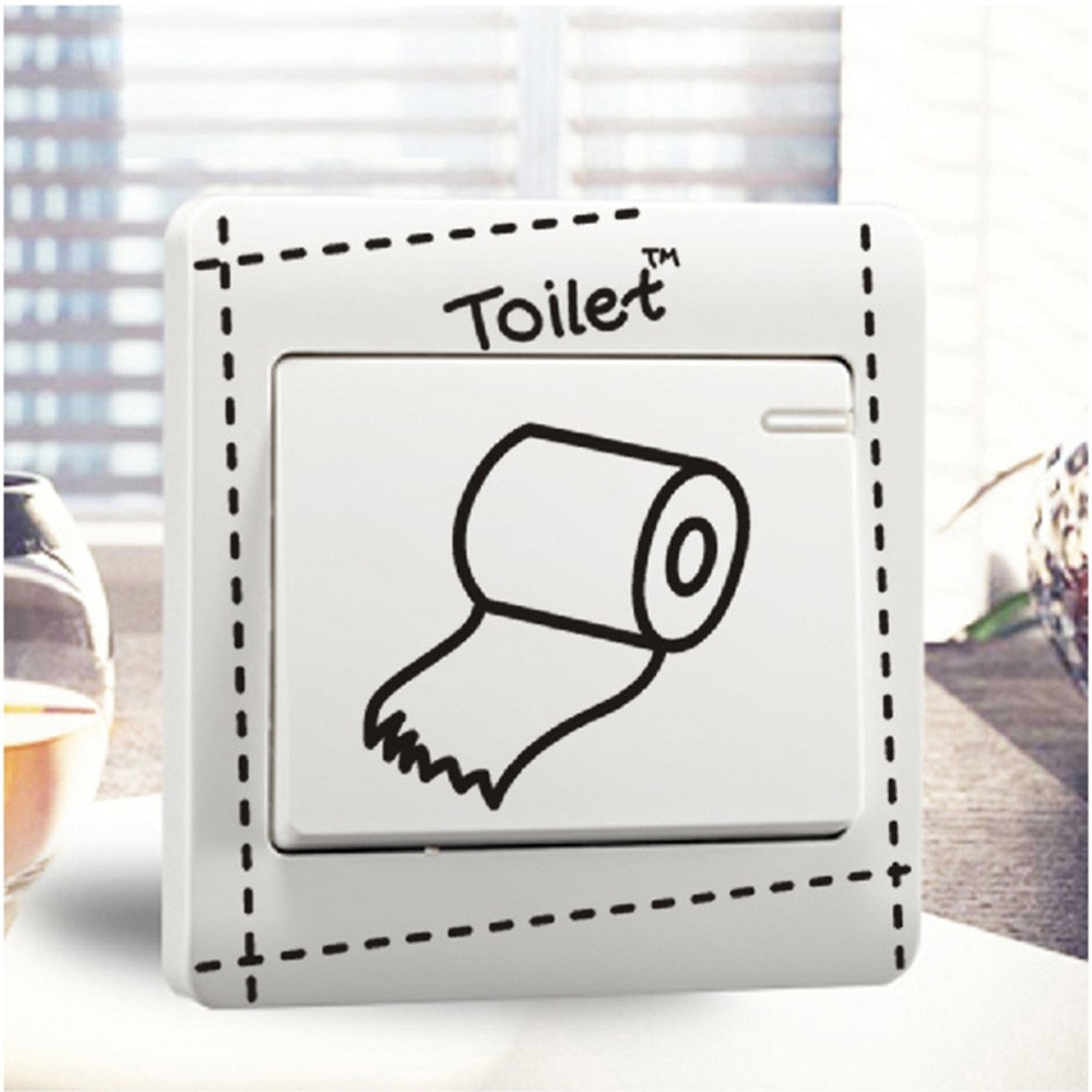 Toilet Diy Creative Bedroom Hand Draw Decor Cartoon Wall Switch Stickers Comic