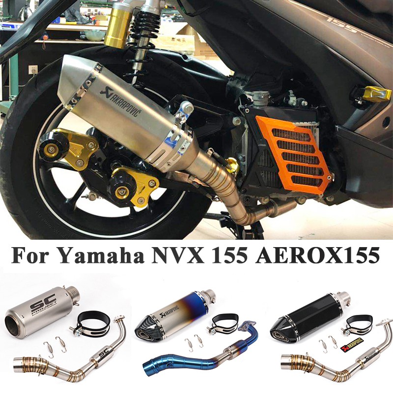 Ready Stock For Yamaha Nvx155 Aerox155 Motorcycle Akrapovic Exhaust Modified Scooter Full System Muffler Front Link Pipe Silencer Shopee Singapore