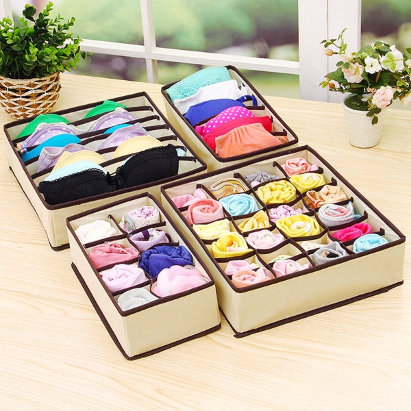 4pcs Set Underwear Storage Box Home Organizer Closet Drawer For