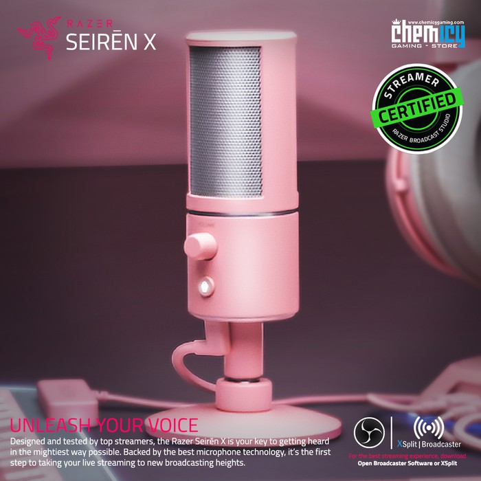 Razer Seiren X Quartz Pink Professional Gaming Streamers Microphone Shopee Singapore