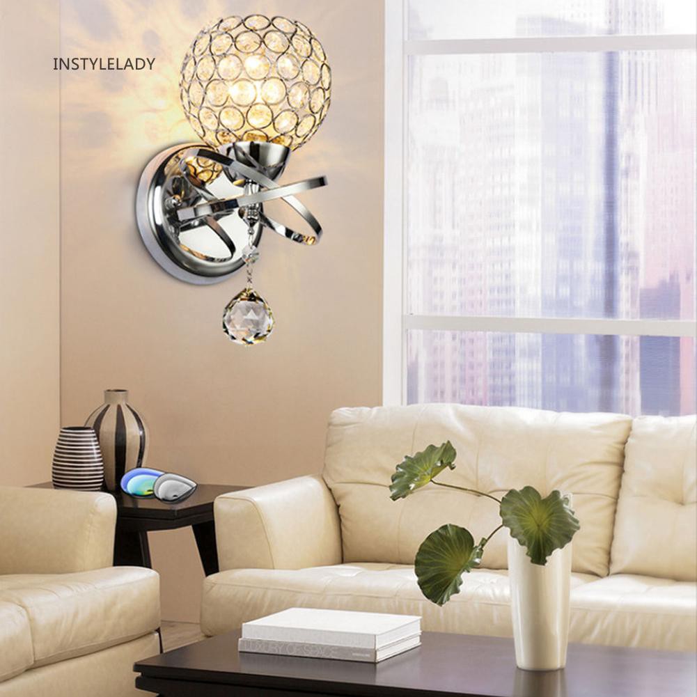 Iy Modern Crystal Wall Light Sconce Bedroom Lampshade Lamp Mount Home Decor