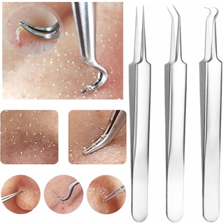 Stainless Steel Acne Needle Tweezers Blackhead Blemish Pimples Removal Pointed Bend Gib Head Face Care Tools Comedone Acne Extractor