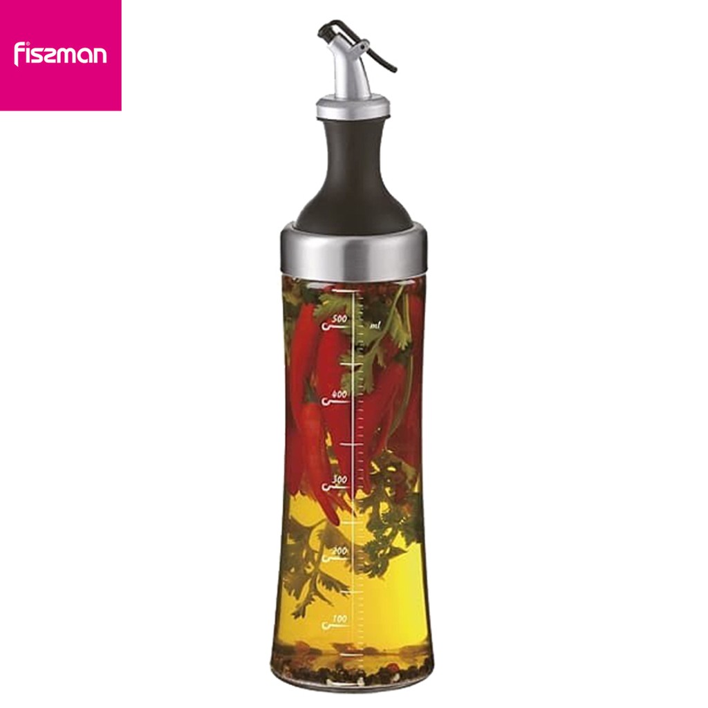 Fissman 570ml Oil & Vinegar Glass Bottle Dispenser with Measuring Scale/Indicator, Kitchen (6517