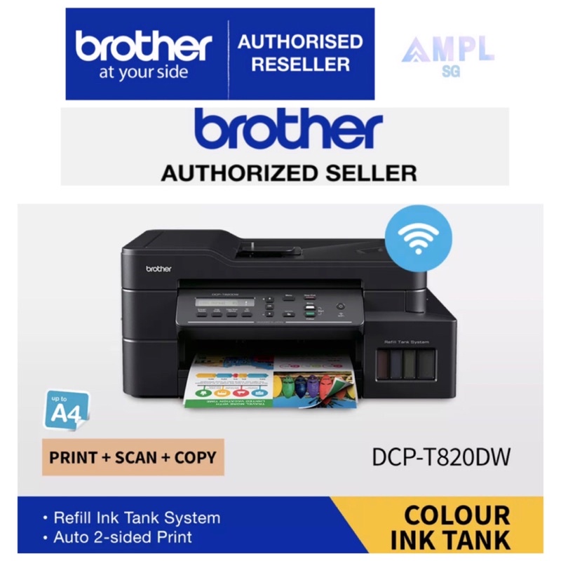 Brother DCP-T820DW Ink Tank Printer-• Print | Scan | Copy • Wired ...