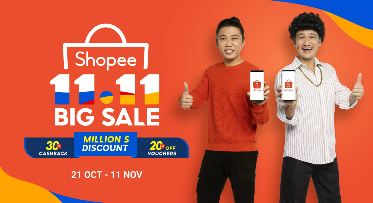 Enjoy Million $ Discount deals, 30% cashback and 20% OFF shopping vouchers on Shopee Singapore’s 11.11 big sale 2020!
