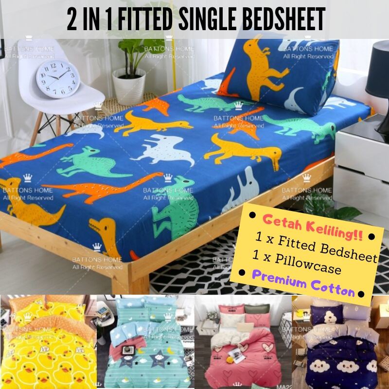 Shop Malaysia 100 Cotton 2 In 1 Single Size Fitted Bedsheet Cadar Murah Cadar Asrama Cadar Single Bedsheet Single Size Ready Stock Shopee Singapore