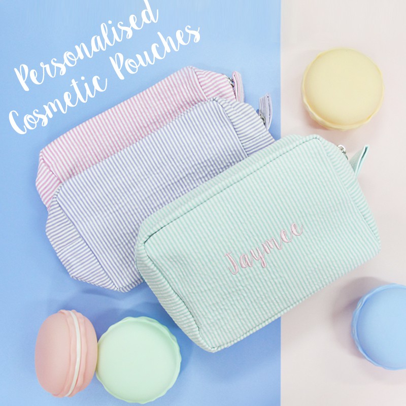 seersucker cosmetic bag