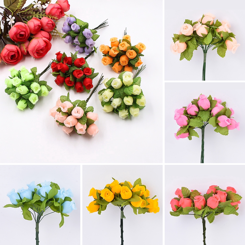12 heads bunch small roses artificial flowers diy crafts home decor |  Shopee Singapore