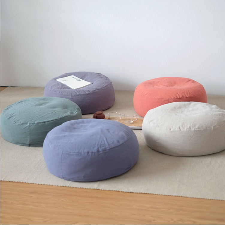 Japanese Tatami Lazy Washed Cotton Bean Bag Cushion Seat Low Round ...