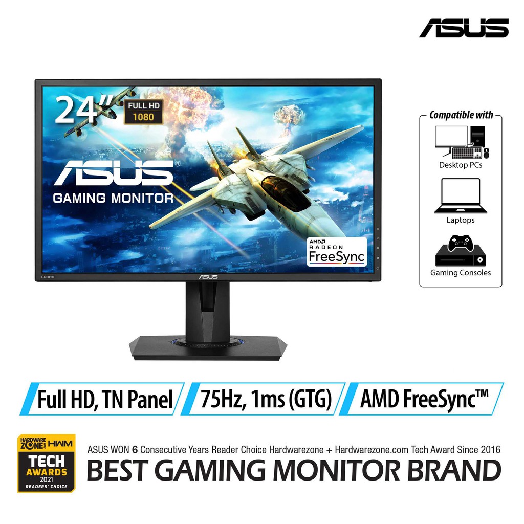Retired informal magazine ASUS VG245H-J Console Gaming Monitor - 24" FHD (1920x1080) 1ms, GameFast  Input Technology, FreeSync™ | Shopee Singapore