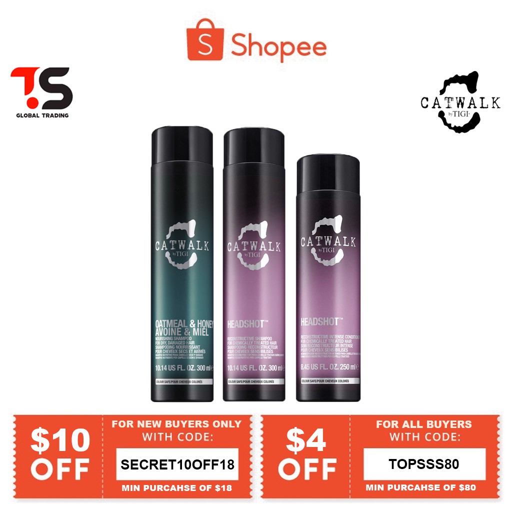 Tigi Catwalk Headshot Oatmeal Shampoo 300ml Conditioner 250ml For Dry Frizzy Hair Shopee Singapore