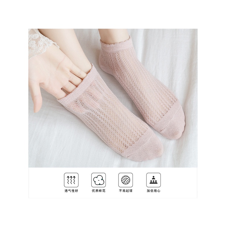 Image of Mesh Socks Women's Pure Cotton Lace Air Conditioning Summer Thin Japanese Style Solid Color Hollow Fishnet #5