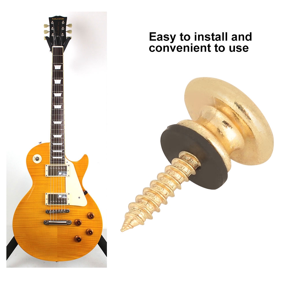 Golden 10Pcs Round Head Strap Locks and buttons Guitar Bass Schaller-Style Security Straplocks 