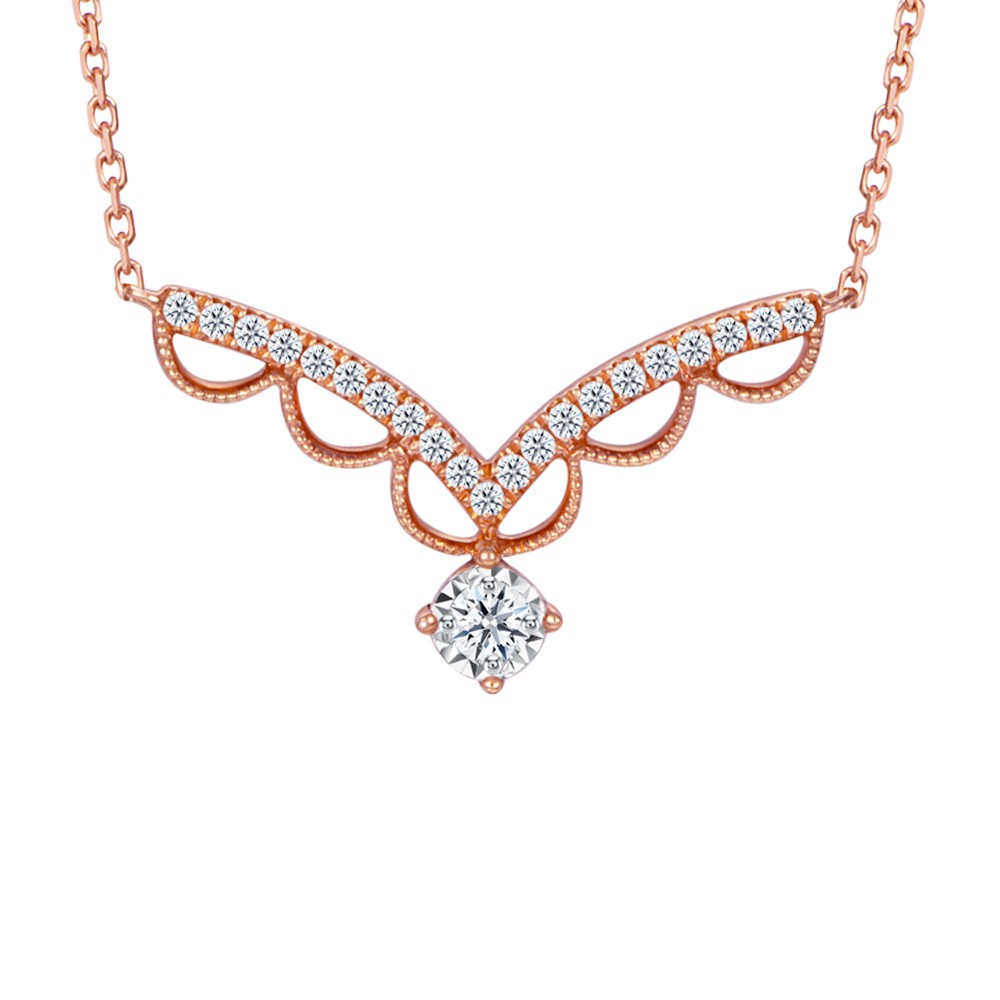 MoneyMax Jewellery Bedazzled 18K Rose Gold Princess Diamond Necklace ...