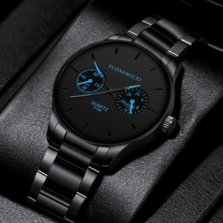Minimalist Blue Pointer Casual Fashion Ultra Thin  Simple Men Business Luxury Quartz  Stainless Steel Strap Clock Gift Business WristWatch