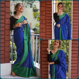 New Soft Cotton Silk Saree With Rich Contrast Woven Pallu With Border For Women