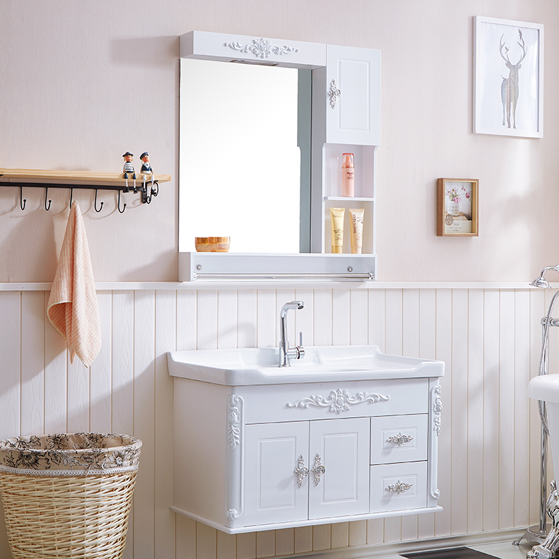 Bathroom European Style Pvc Small Family Bathroom Cabinet Combination ...